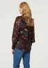 Izabel London Brown Printed Balloon Sleeve Relaxed Shirt - 16 Image 2