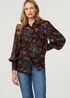 Izabel London Brown Printed Balloon Sleeve Relaxed Shirt - 16 Image 3