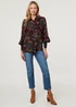 Izabel London Brown Printed Balloon Sleeve Relaxed Shirt - 16 Image 1