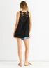Gini London Black Crochet Panel Double Layer Long Top - S/M Image 2