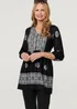 Izabel London Black Embroidered 3/4 Sleeve Shirred Blouse - 8 Image 3