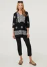 Izabel London Black Embroidered 3/4 Sleeve Shirred Blouse - 8 Image 1