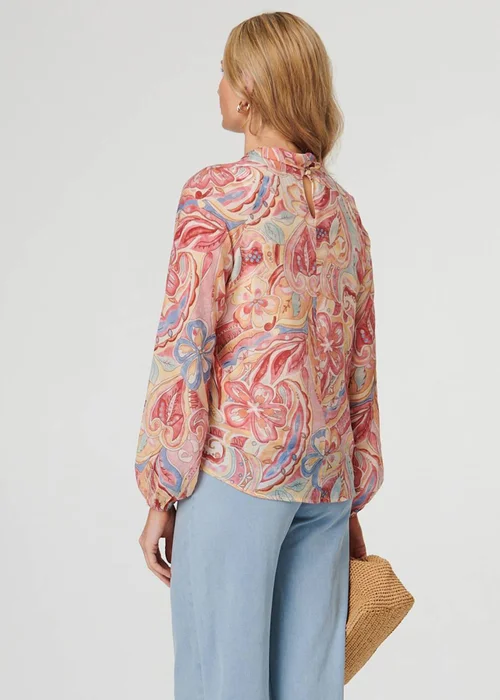 Izabel London Pink Abstract Long Sleeve Relaxed Blouse - 10 Image 2