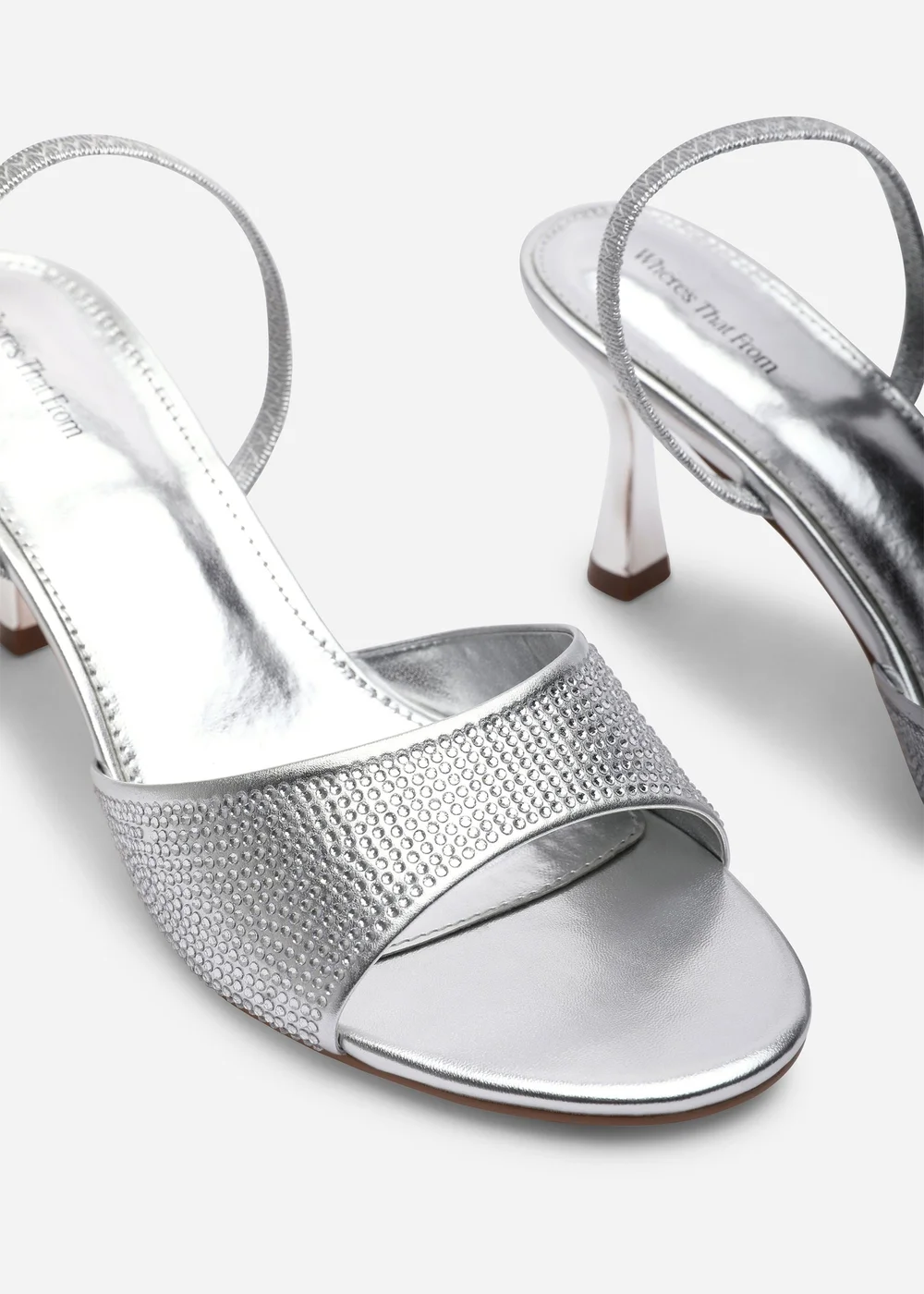 Where's That From Harmony Silver Open Toe Mid Heel Sandal With Sling back - Size 7 Image 4