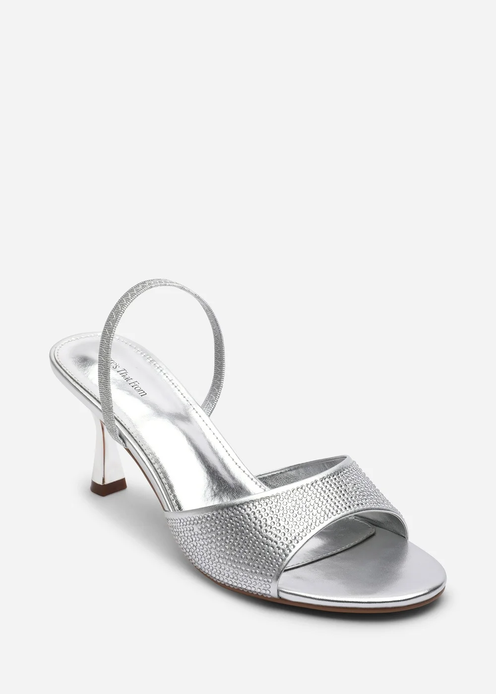Where's That From Harmony Silver Open Toe Mid Heel Sandal With Sling back - Size 7 Image 2