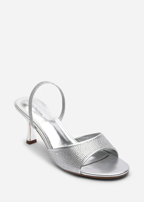 Where's That From Harmony Silver Open Toe Mid Heel Sandal With Sling back - Size 7 Image 2