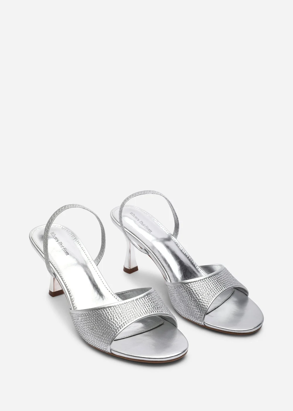 Where's That From Harmony Silver Open Toe Mid Heel Sandal With Sling back - Size 7 Image 3