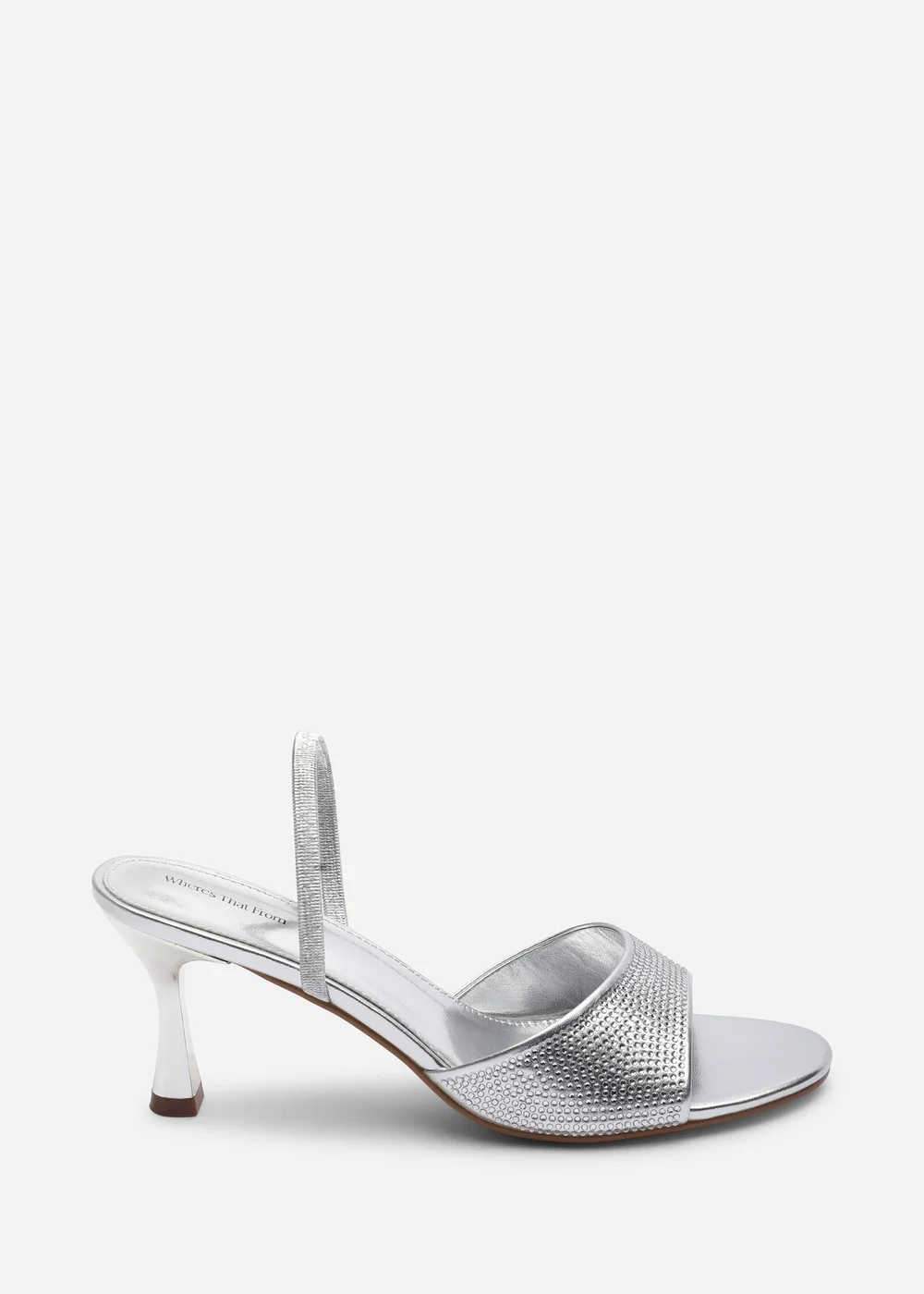 Where's That From Harmony Silver Open Toe Mid Heel Sandal With Sling back - Size 7 Image 1