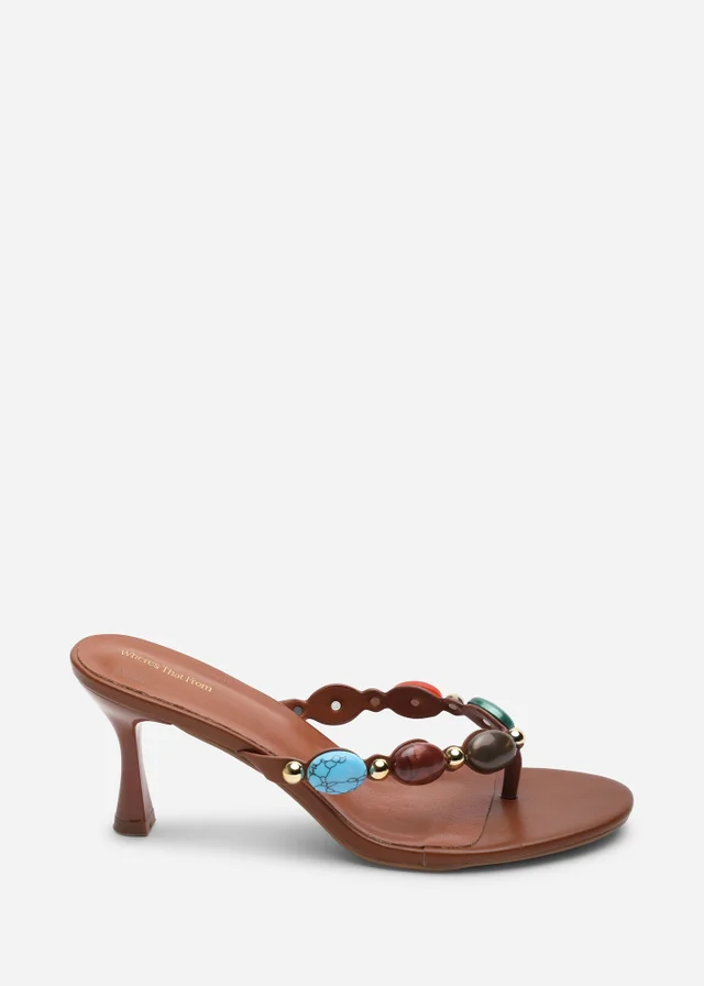 Where's That From Electra Jewel Embellished Tan Heeled Sandals