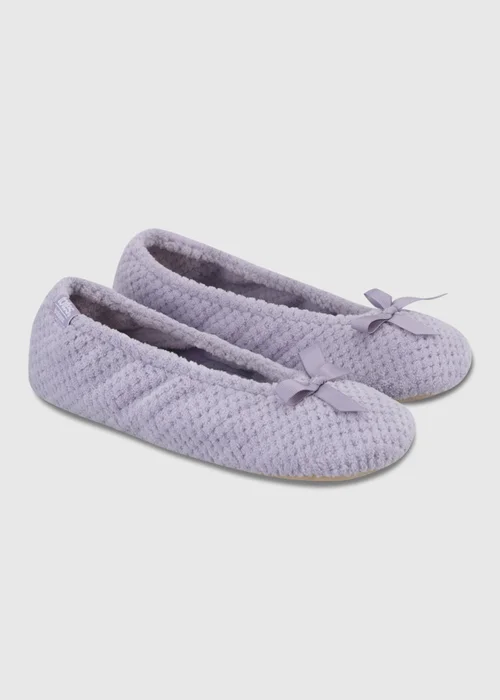 Totes Isotoner Lilac Popcorn Ballet Slippers - 7-8 Image 2