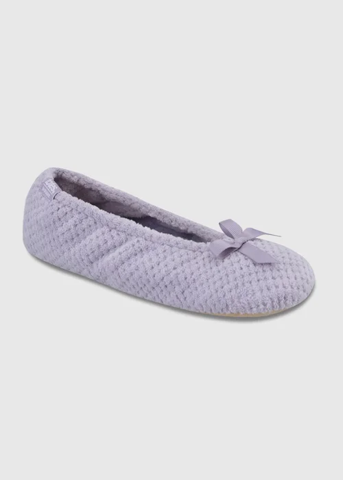 Totes Isotoner Lilac Popcorn Ballet Slippers - 7-8 Image 3