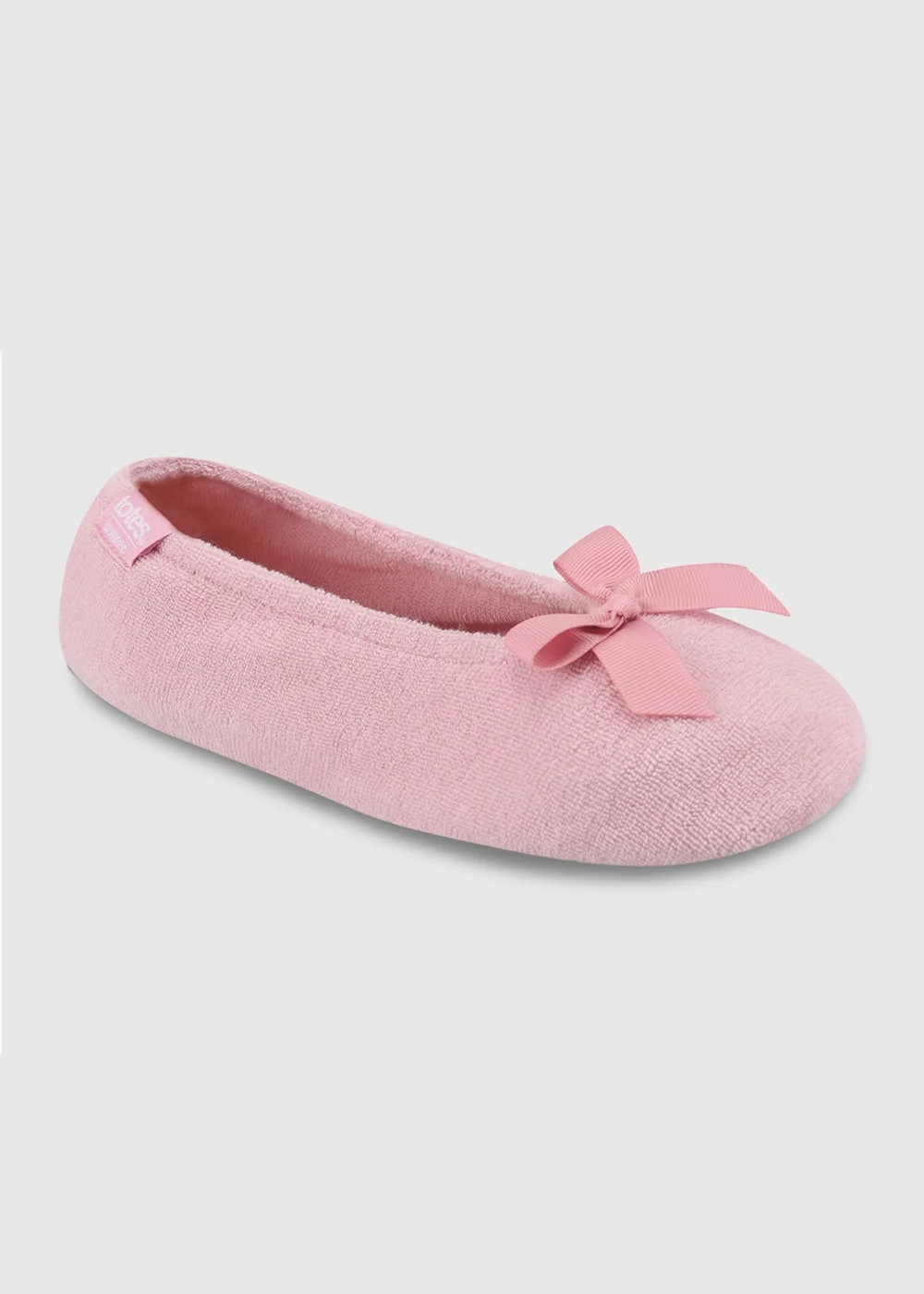 Totes Isotoner Pastel Pink Terry Ballerina Slippers - 3-4 Image 3