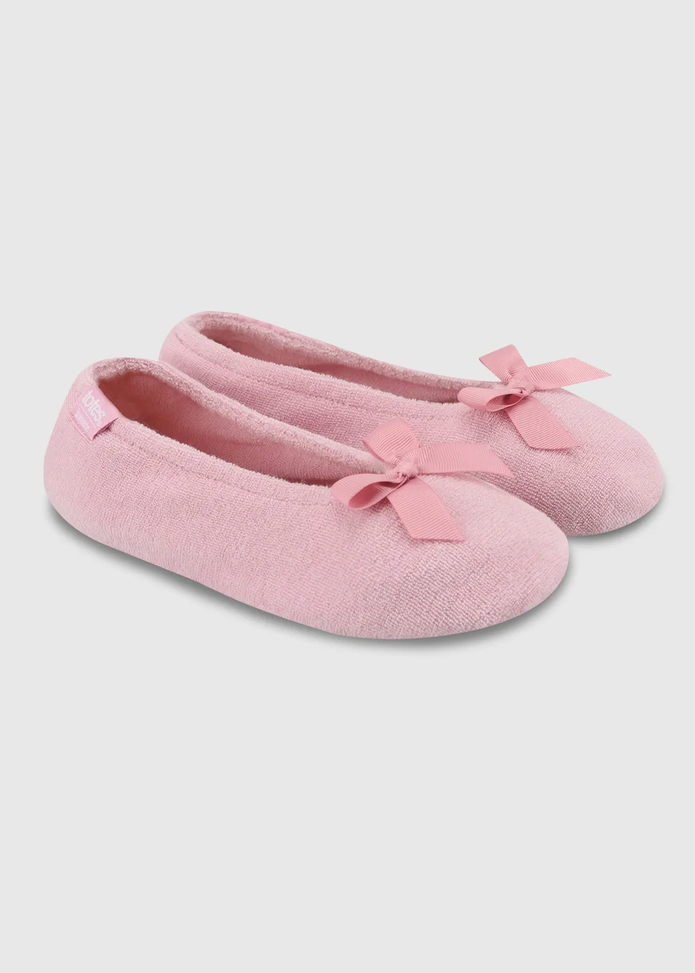 Totes Isotoner Pastel Pink Terry Ballerina Slippers - 3-4 Image 2