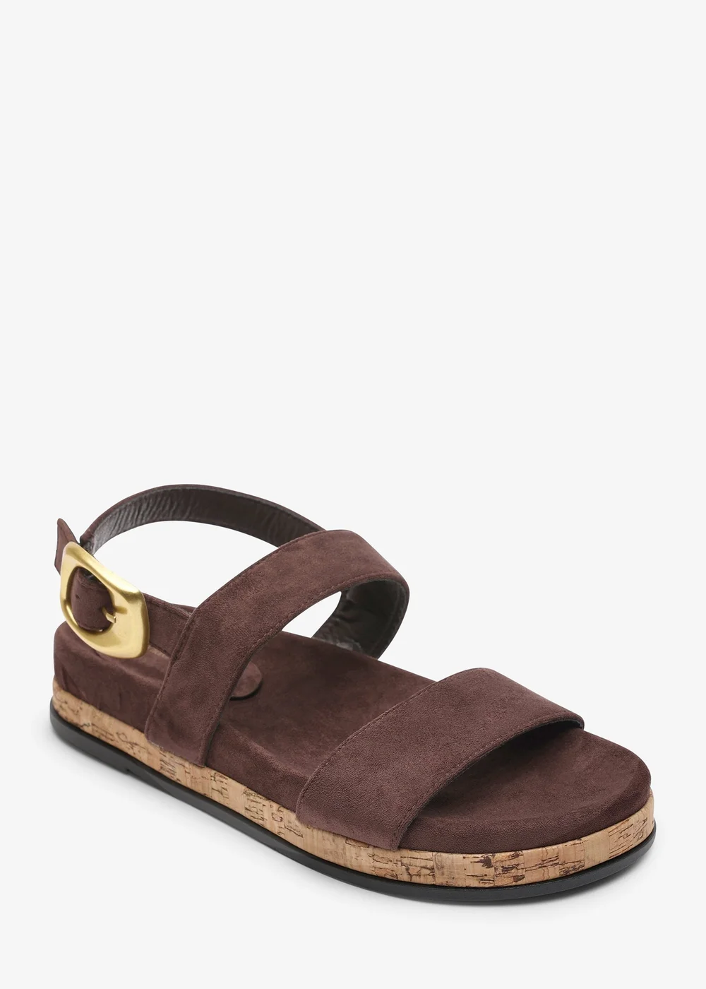 Where's That From Banyan Double Strap Flatform Dark Brown Faux Suede Sandal - 4 Image 3