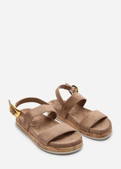 Where's That From Banyan Double Strap Flatform Camel Faux Suede Sandal - 4 Image 4
