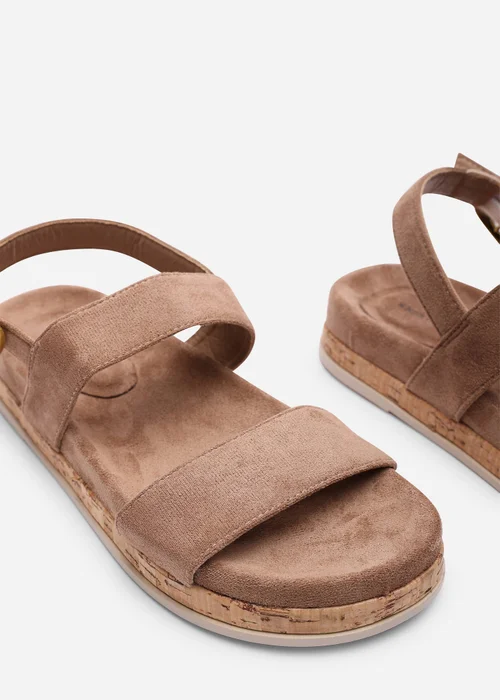 Where's That From Banyan Double Strap Flatform Camel Faux Suede Sandal - 4 Image 5