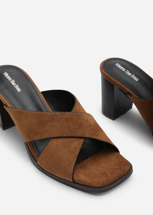 Where's That From Livana Crossover Strap Block Heel Sandal In Cognac Suede - 7 Image 5