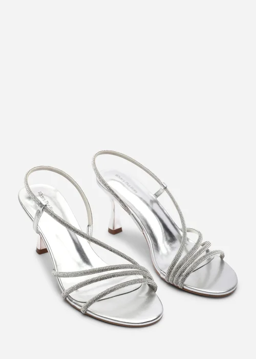 Where's That From Gloria Diamante Strappy Low Heeled Silver Metallic Sandals - 5 Image 4