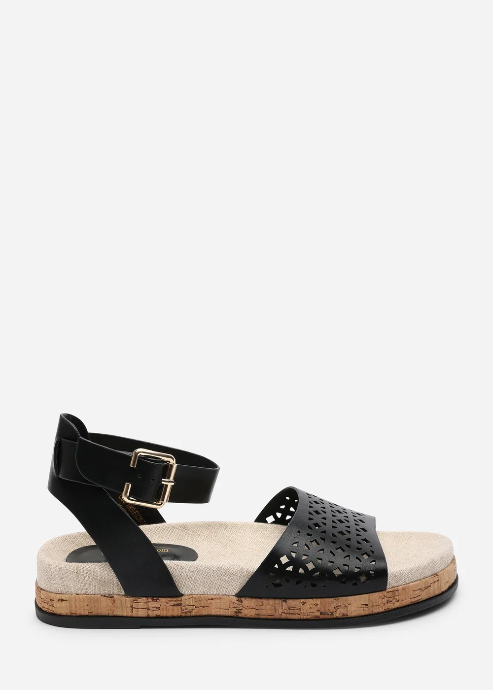 Where's That From Bask Cutout Design Flatform Black Sandal - 4 Image 1