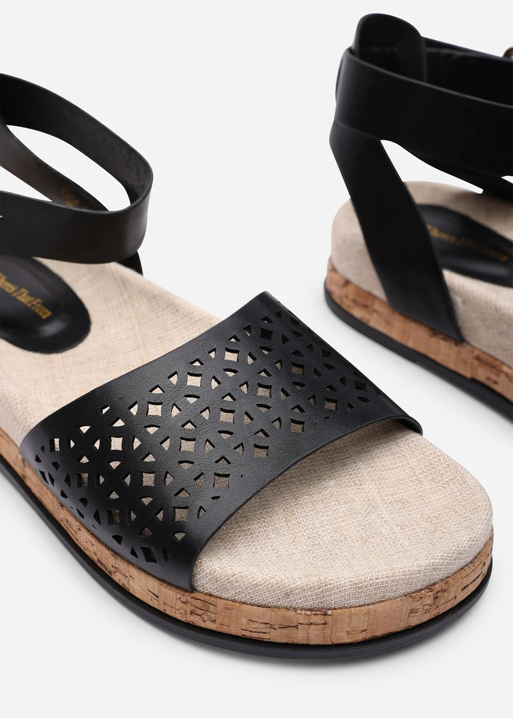 Where's That From Bask Cutout Design Flatform Black Sandal - 7 Image 5