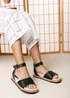 Where's That From Bask Cutout Design Flatform Black Sandal - 7 Image 1