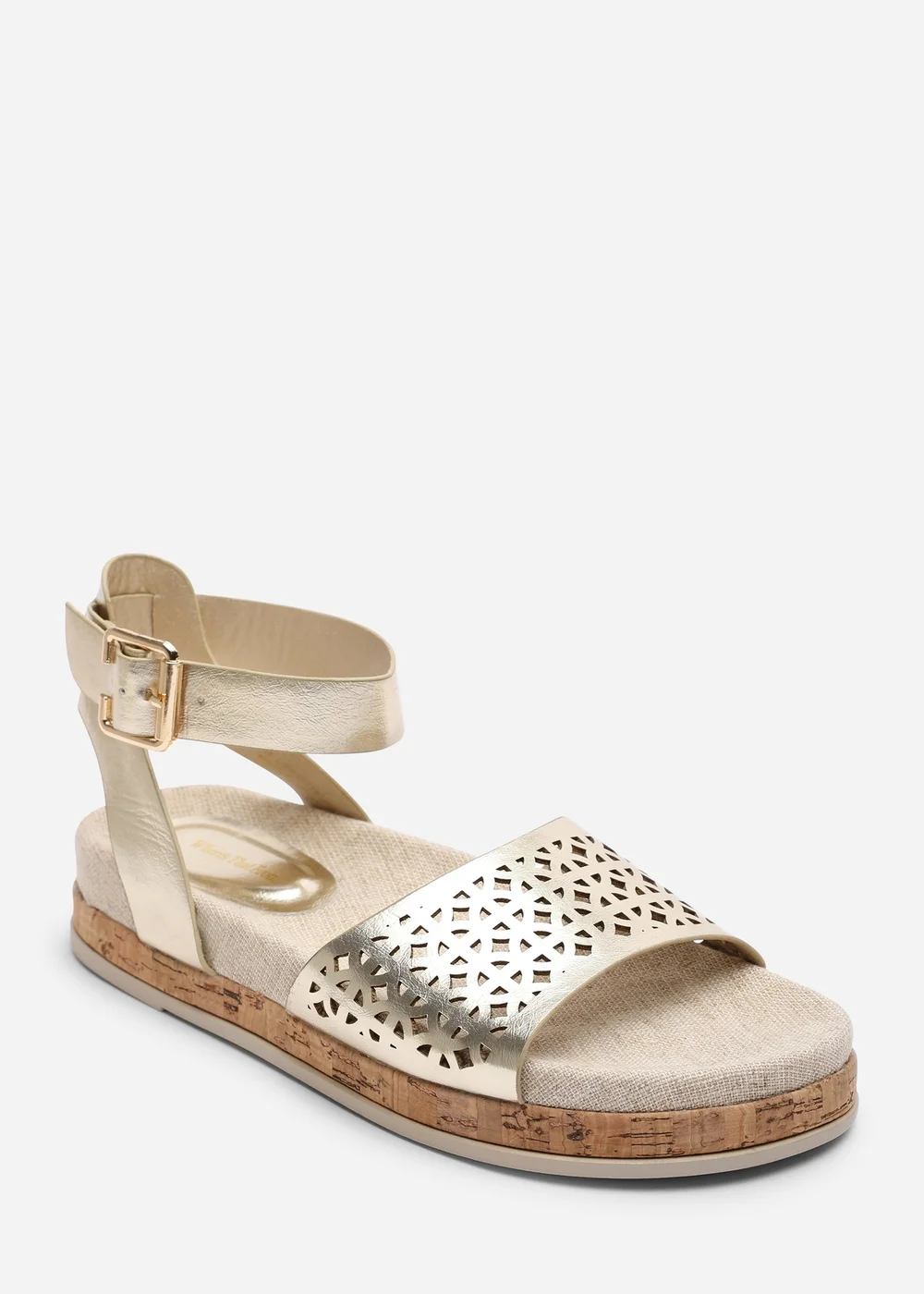 Where's That From Bask Cutout Design Flatform Gold Metallic Sandal - 5 Image 3