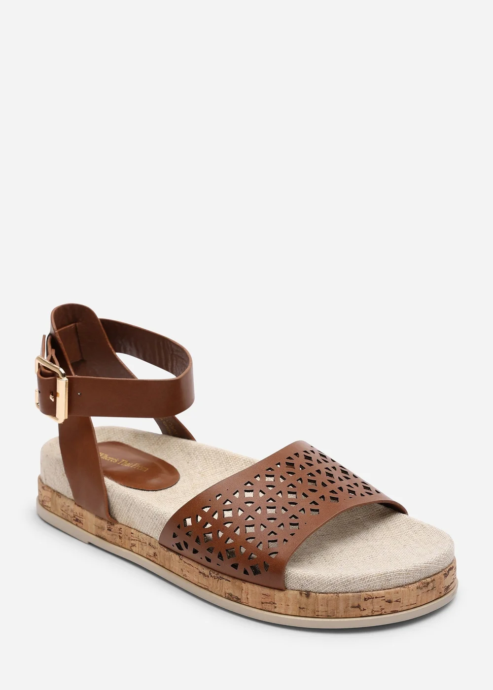 Where's That From Bask Cutout Design Flatform Tan Sandal - 6 Image 3