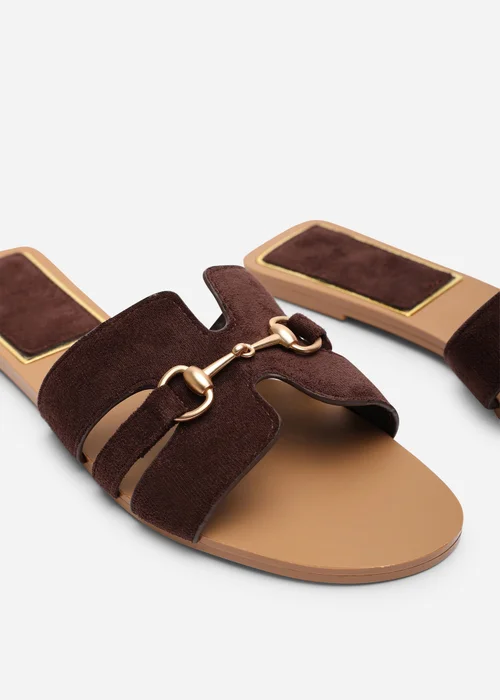 Where's That From Dorina Embellished Dark Brown Suede Slide On Sandals - 4 Image 4