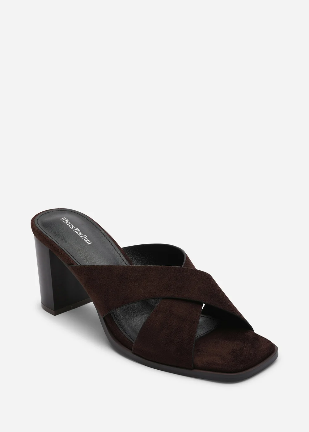 Where's That From Livana Crossover Strap Block Heel Sandal In Dark Brown Suede - 5 Image 3