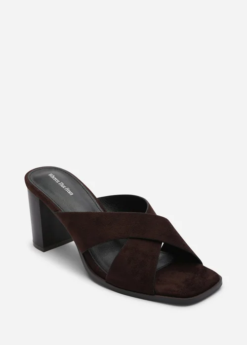 Where's That From Livana Crossover Strap Block Heel Sandal In Dark Brown Suede - 5 Image 3