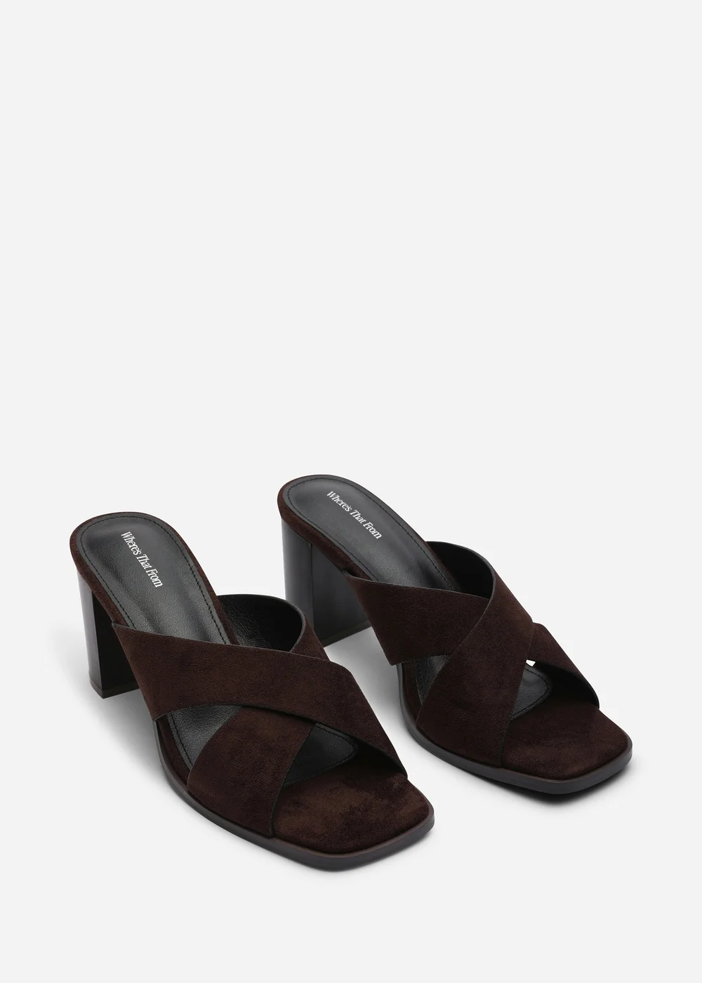 Where's That From Livana Crossover Strap Block Heel Sandal In Dark Brown Suede - 5 Image 4