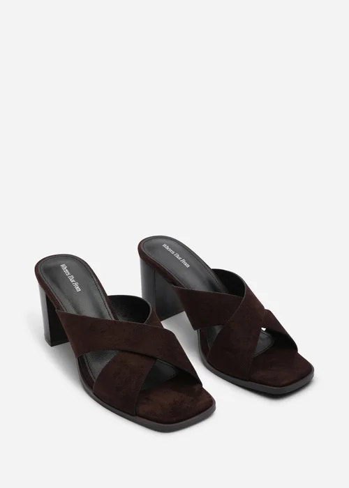 Where's That From Livana Crossover Strap Block Heel Sandal In Dark Brown Suede - 5 Image 4