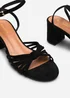 Where's That From Blossy Knotted Block Heel Sandal With Ankle Strap In Black Suede - 8 Image 5