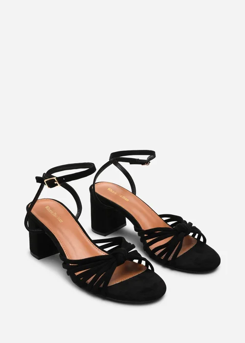 Where's That From Blossy Knotted Block Heel Sandal With Ankle Strap In Black Suede - 4 Image 1