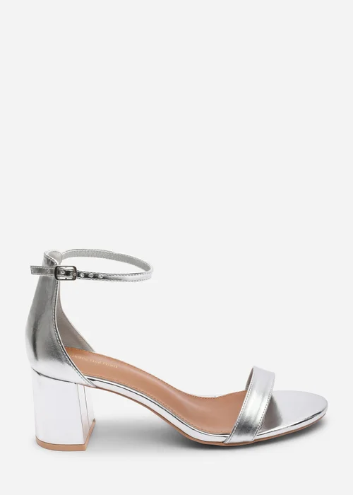 Where's That From Beacon Ankle Strap Block Heel Silver Metallic Sandals - 5 Image 2