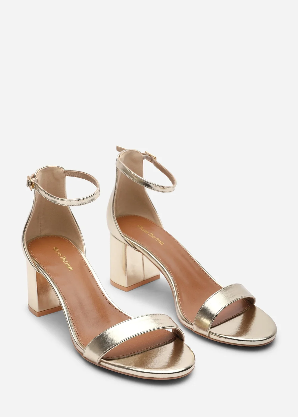 Where's That From Beacon Ankle Strap Block Heel Gold Metallic Sandals - 6 Image 4