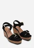 Where's That From Olivine Double Strap Platform Black Suede Wedge - Size 7 Image 4
