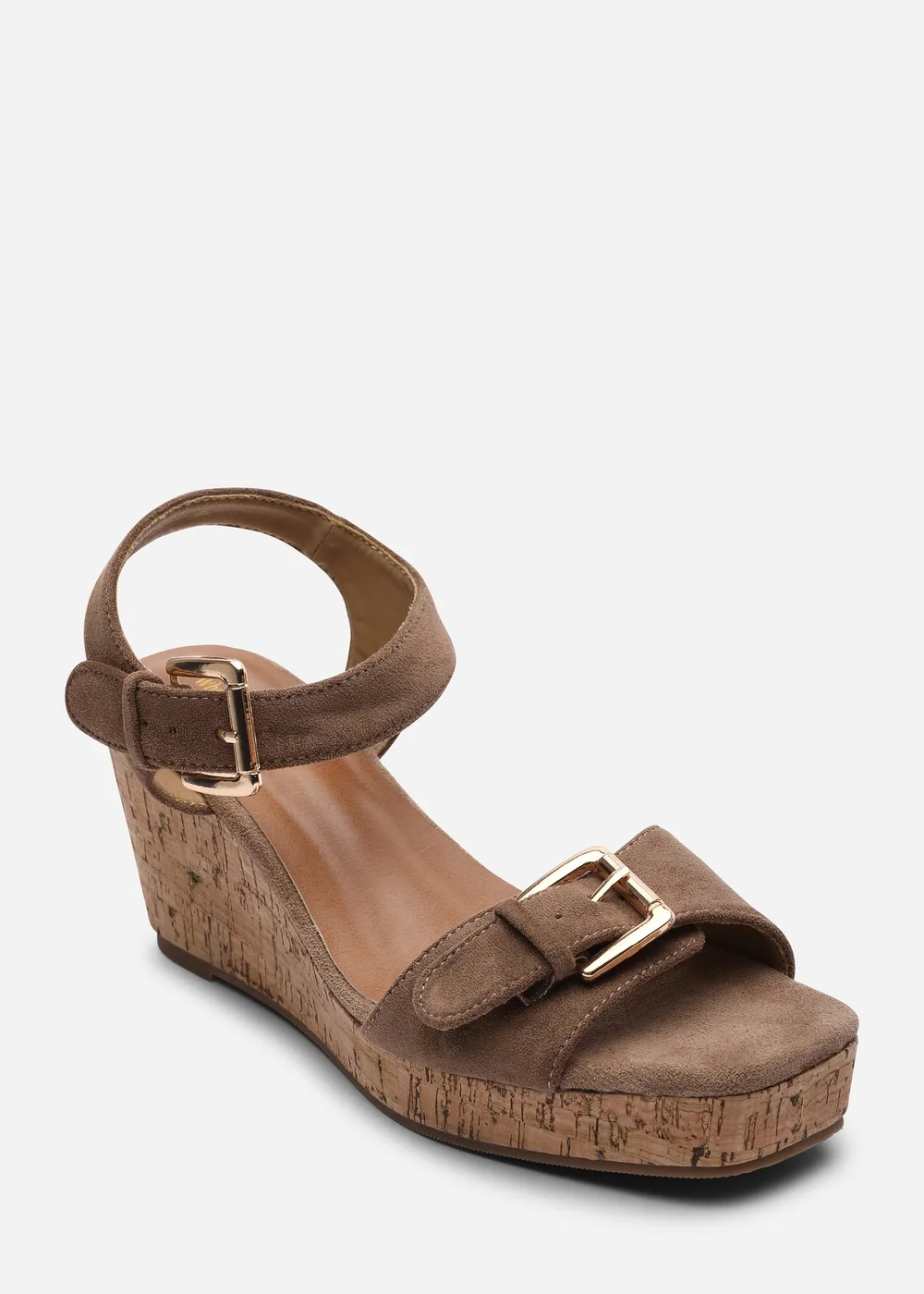 Where's That From Olivine Double Strap Platform Camel Suede Wedge - 4 Image 3