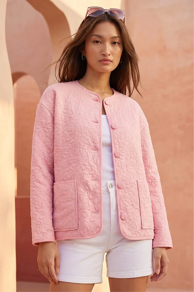 Roman Pink Patterned Pocket Edge Jacket