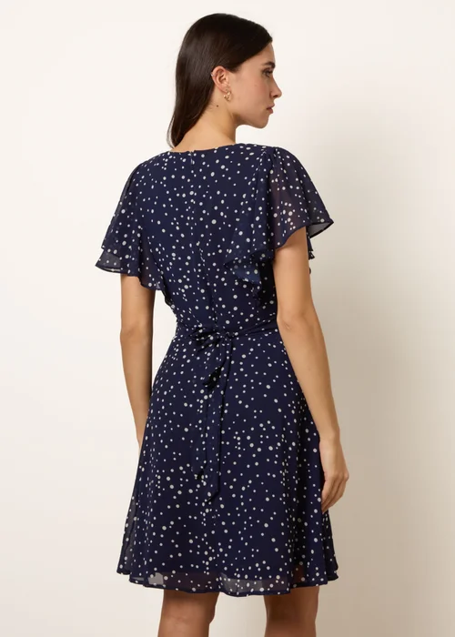Blue Vanilla Navy Polka Dot V Neck Tie Back Mini Dress - 8 Image 4