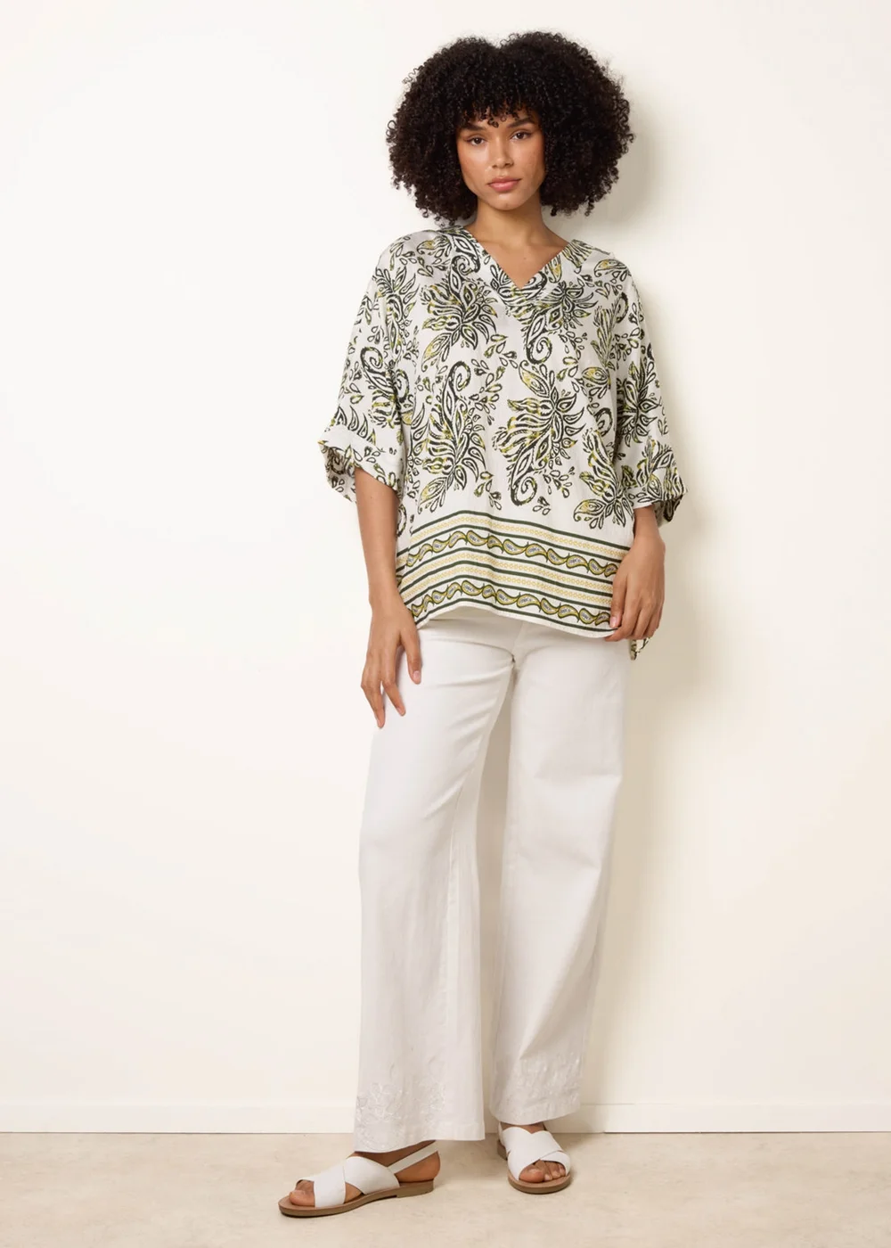 Blue Vanilla White Boxy Short Sleeve Printed Top - S/M Image 2
