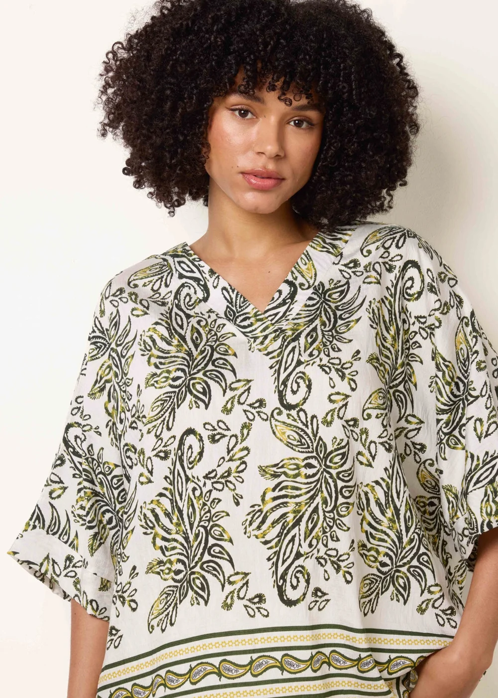 Blue Vanilla White Boxy Short Sleeve Printed Top - S/M Image 3