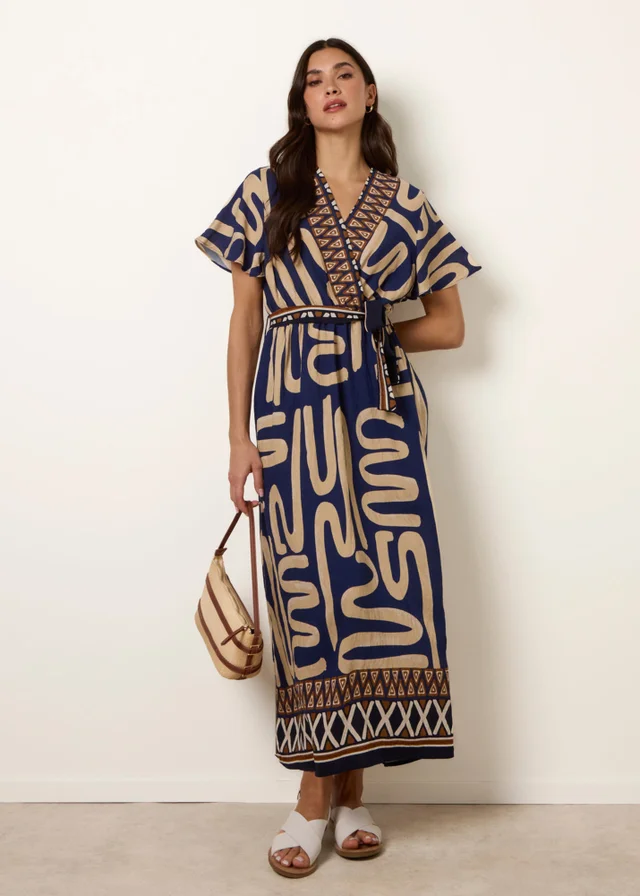 Blue Vanilla Navy Dress With Abstract Print