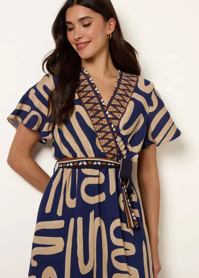 Blue Vanilla Navy Dress With Abstract Print