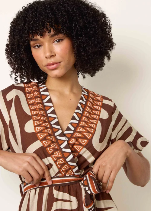 Blue Vanilla Brown Dress With Abstract Print - S/M Image 2