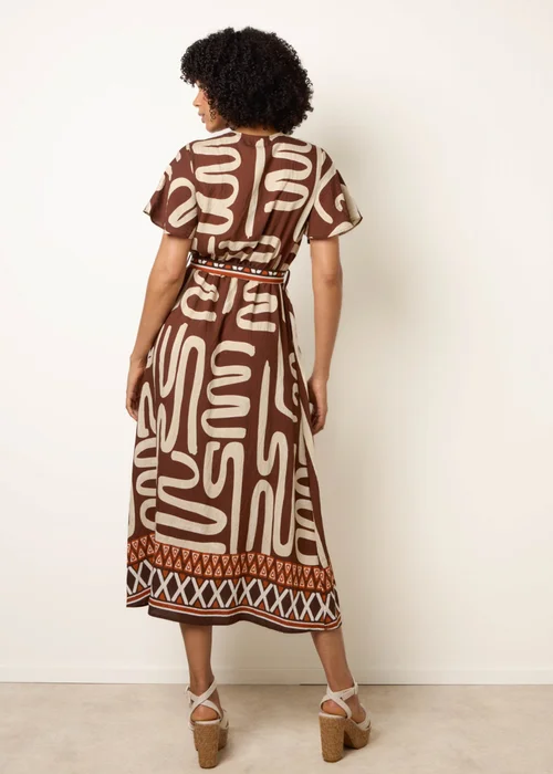 Blue Vanilla Brown Dress With Abstract Print - S/M Image 4