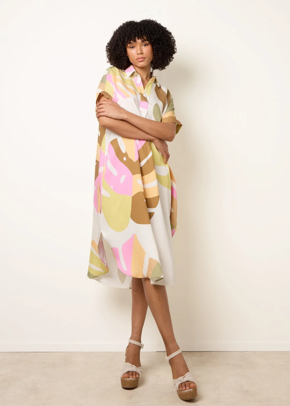 Blue Vanilla Multi Vibrant Oversized Shirt Midi Dress - One Size Image 1