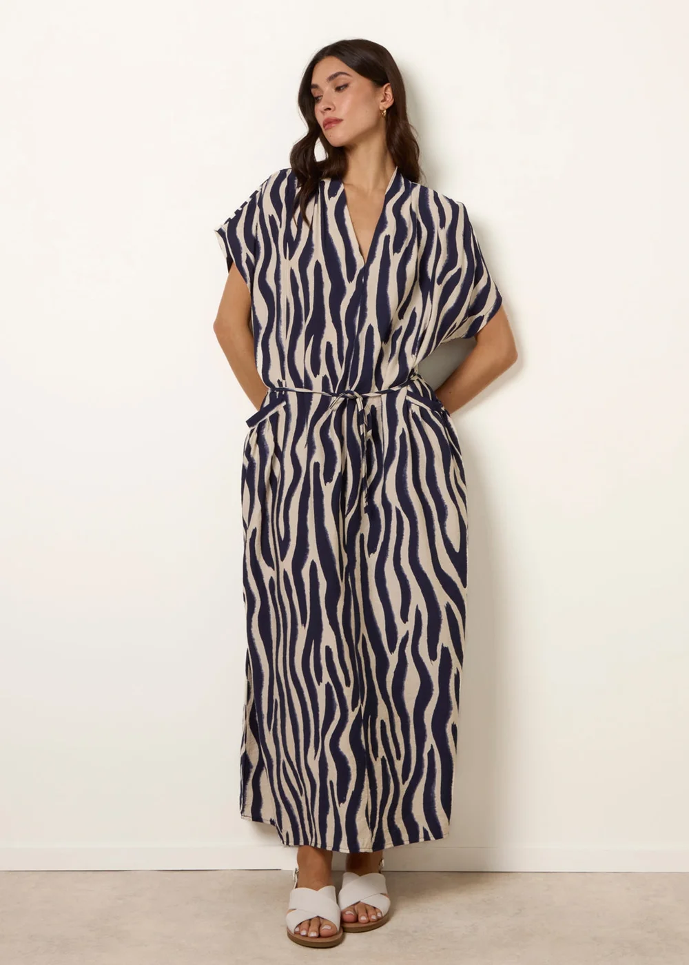 Blue Vanilla Navy Zebra Print Dress - One Size Image 3