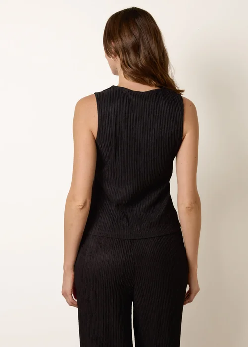 Blue Vanilla Black Crew Neck Button Through Vest - M Image 4
