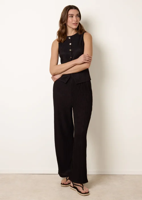 Blue Vanilla Black Crew Neck Button Through Vest - M Image 2